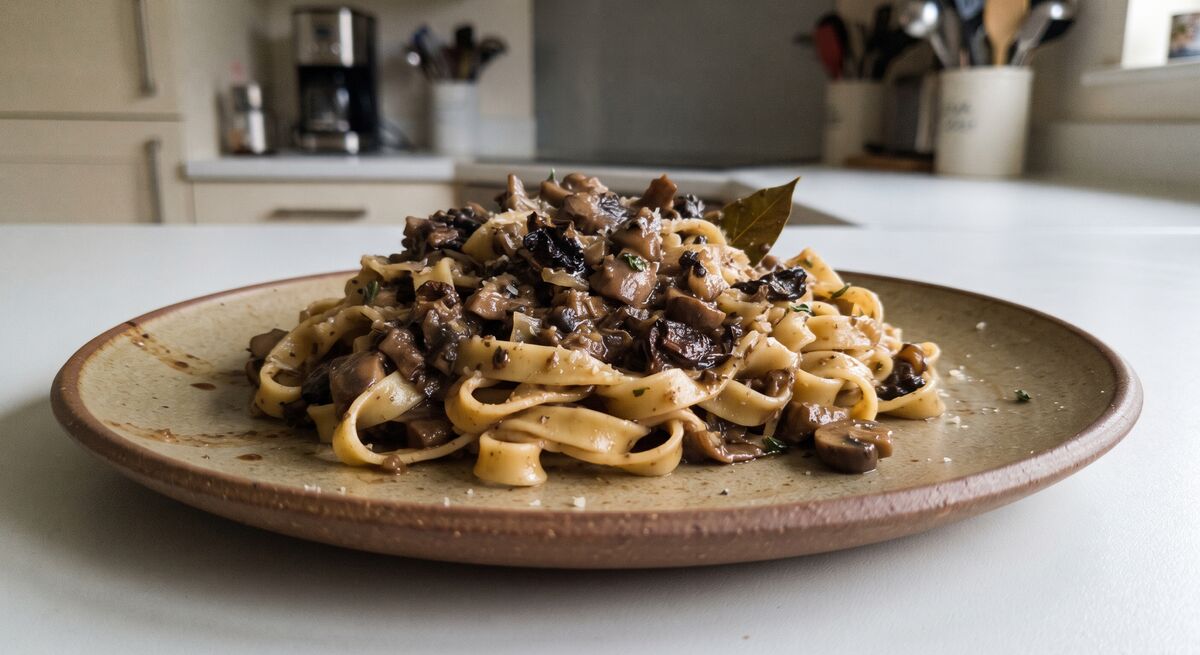 Macarrão ao Ragu de Cogumelos