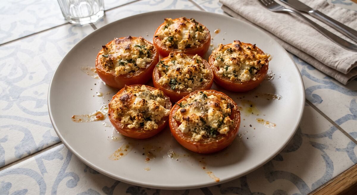Pomodori ripieni con feta e fiocchi di latte