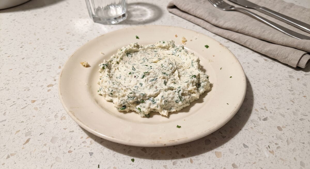 Homemade garlic and fine herb Boursin