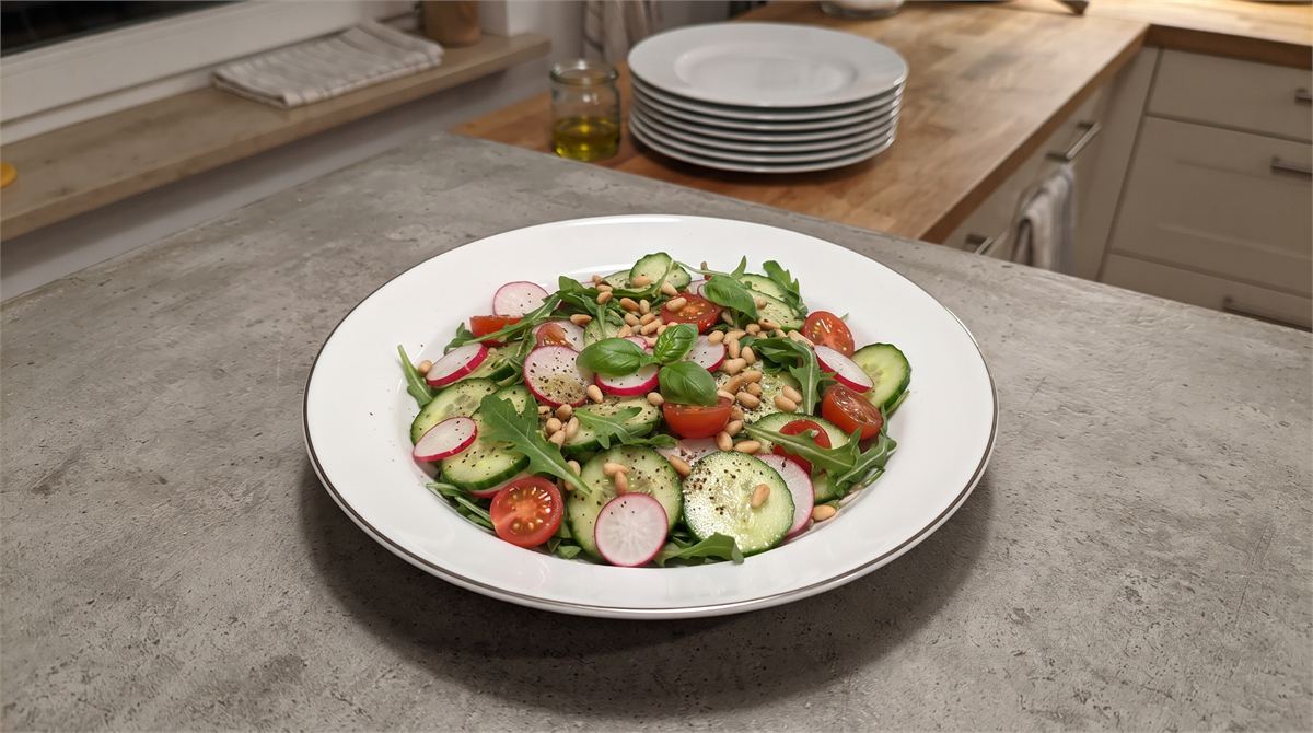 Salada de pepino, rabanete e tomate