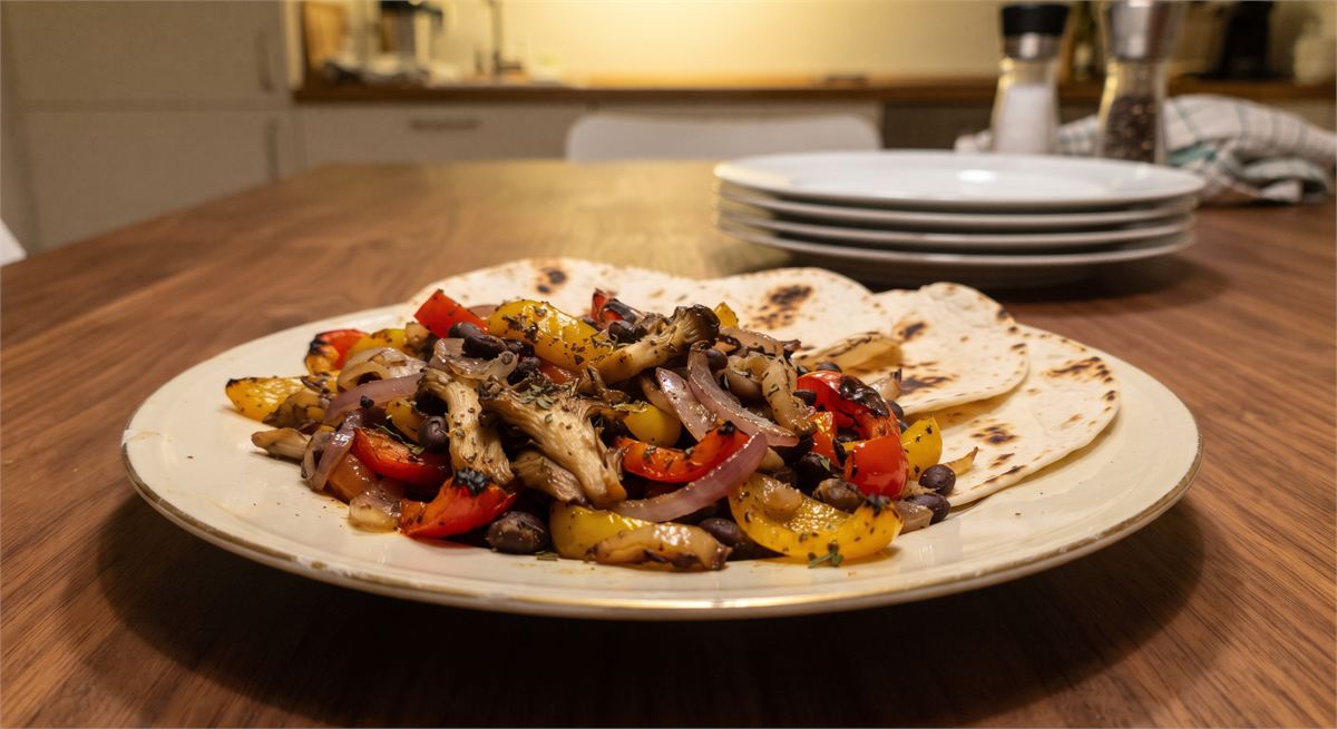 Vegane Fajitas mit Gemüse vom Blech