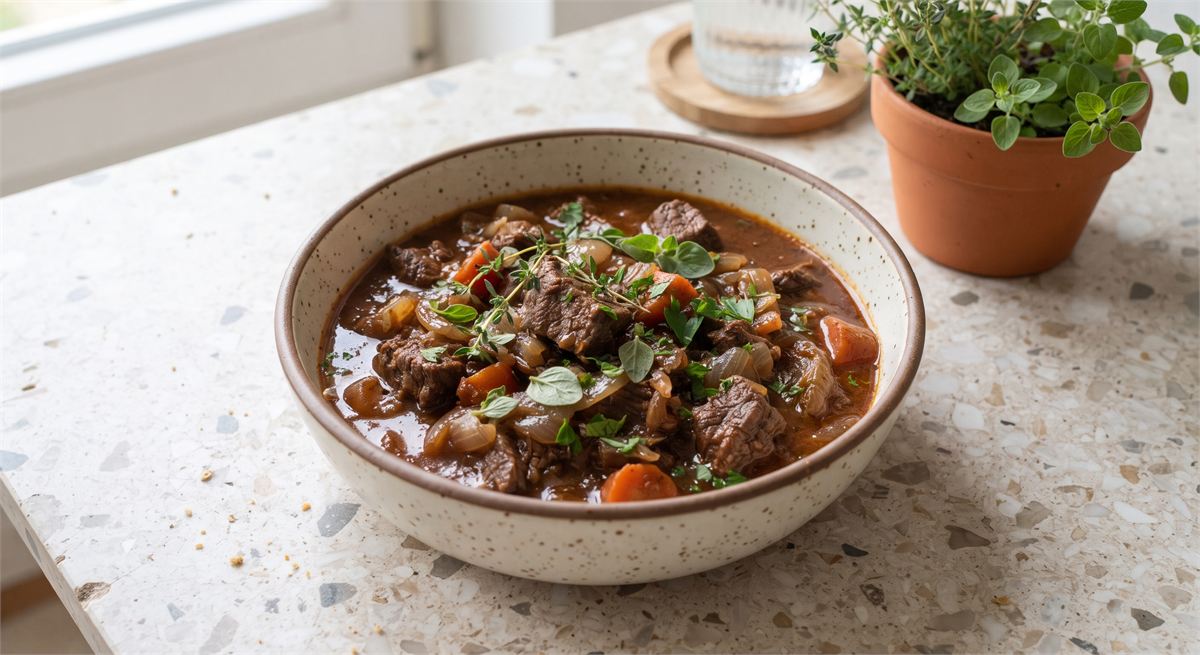 Beef goulash with herbs