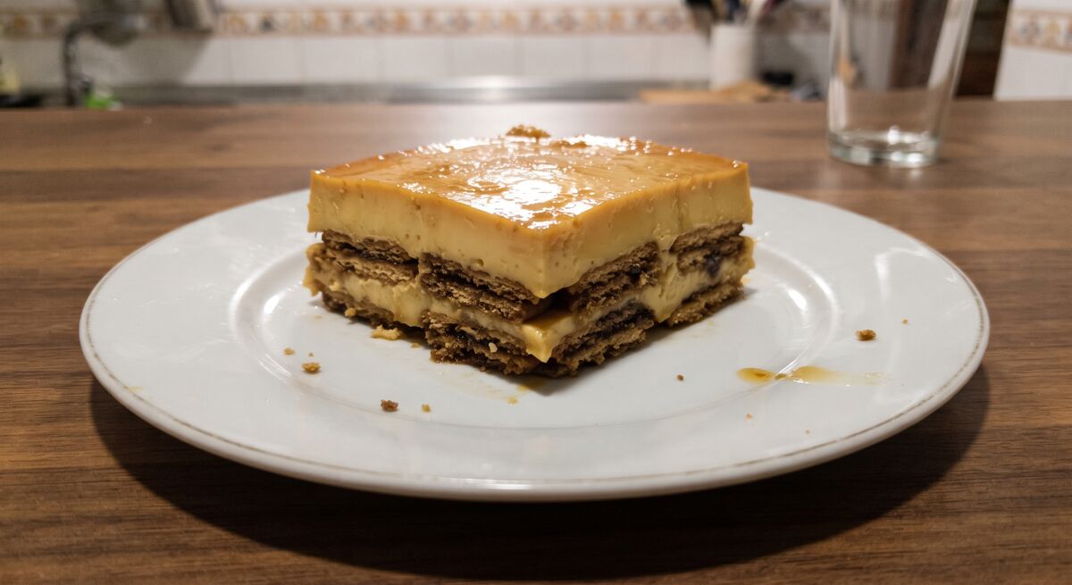 Torta de pudim e bolachas Maria