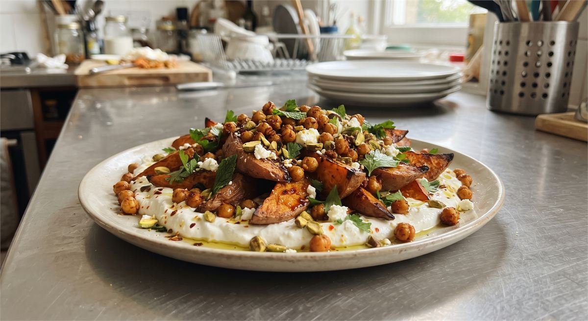 Maple Sweet Potato Salad with Whipped Tahini