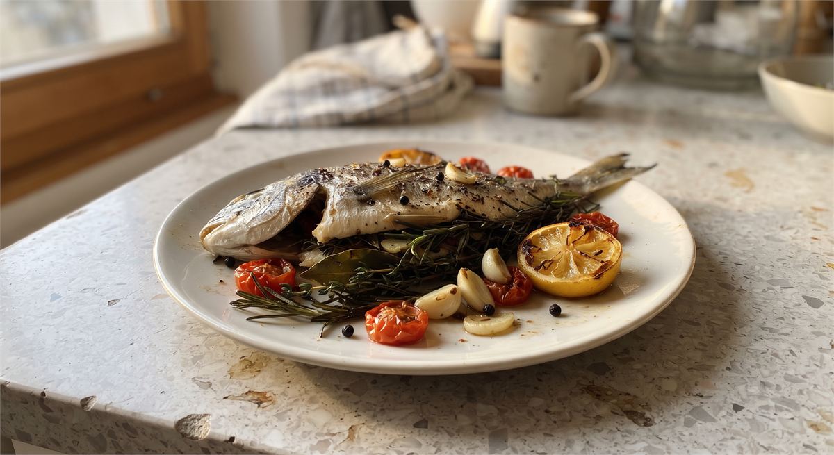 Sea bream with Mediterranean herbs and lemon