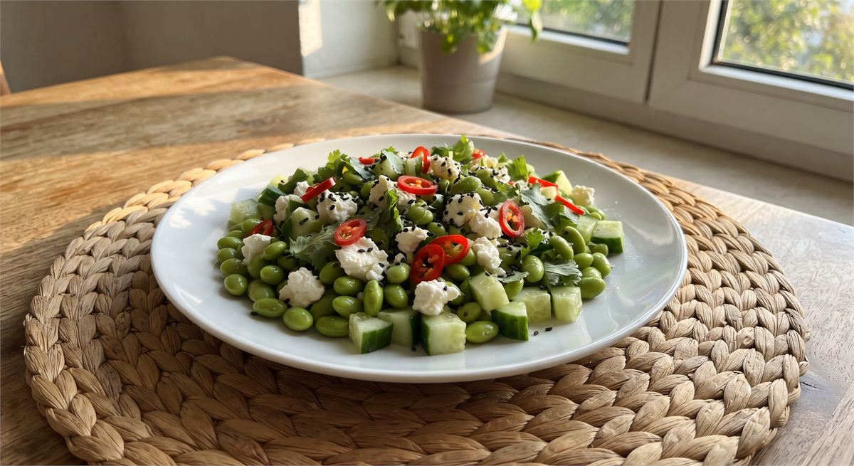 Edamame salad with feta