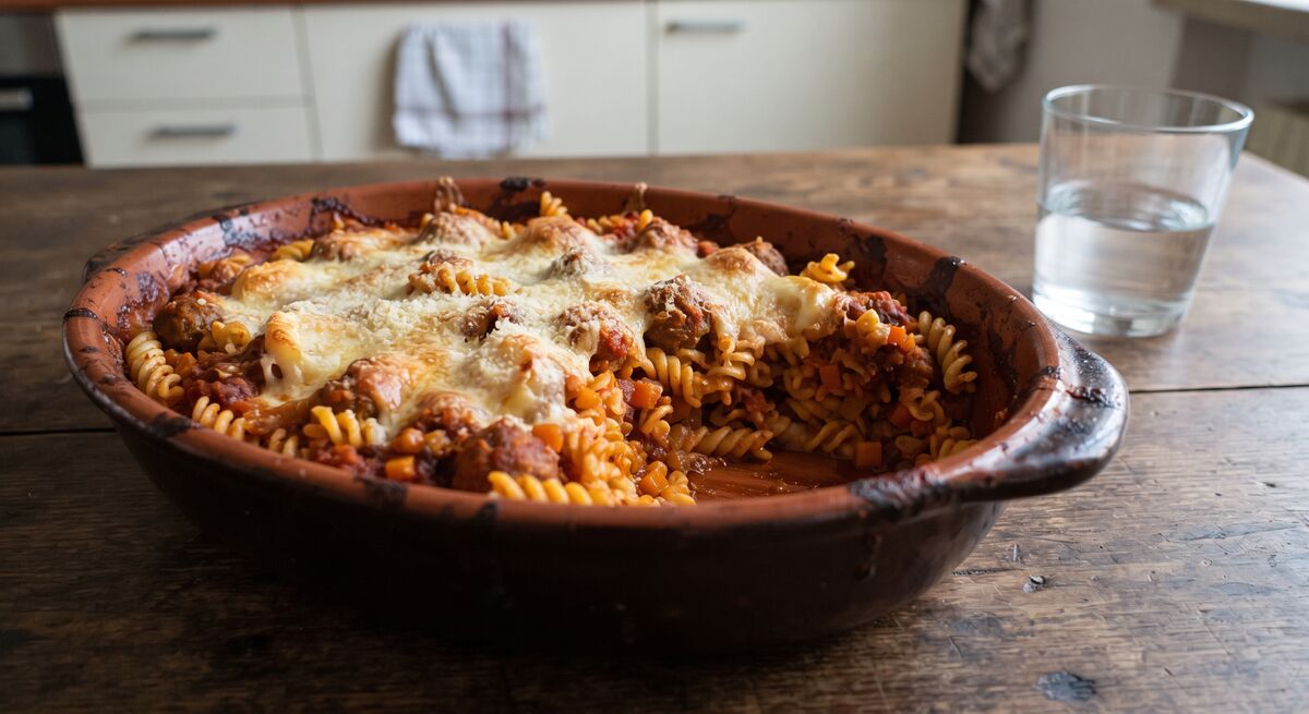 Zapiekany makaron z ragù i pulpetami