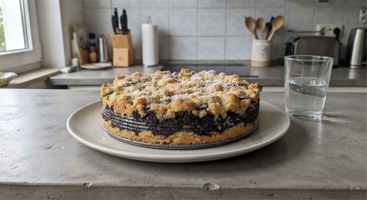 Vegan poppy seed cake with streusel