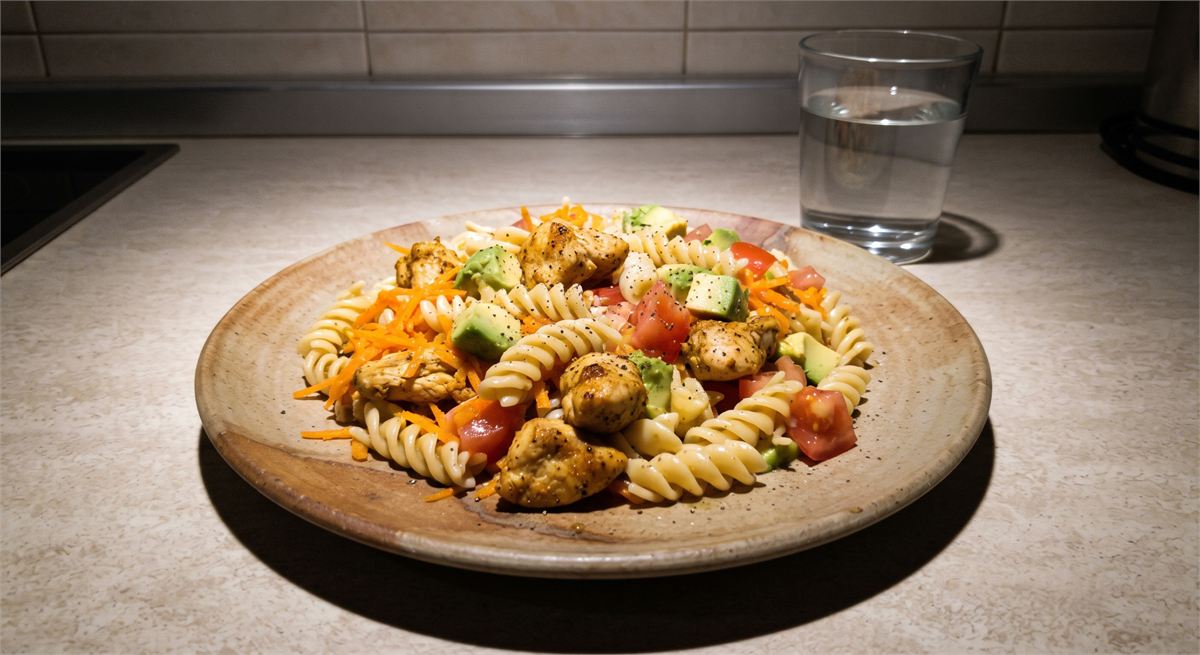 Salade de pâtes au poulet et aux légumes