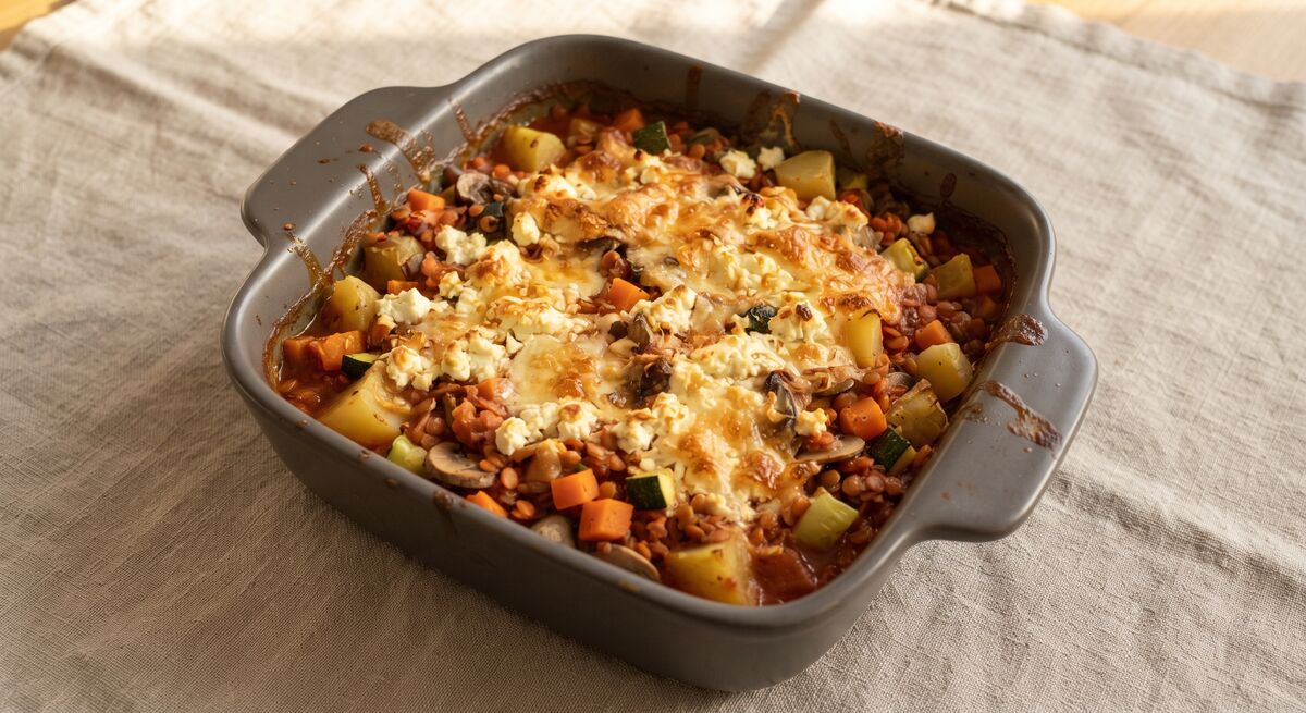 Gratin de lentilles aux légumes