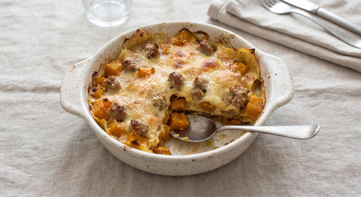 Kürbis-Salsiccia-Lasagne