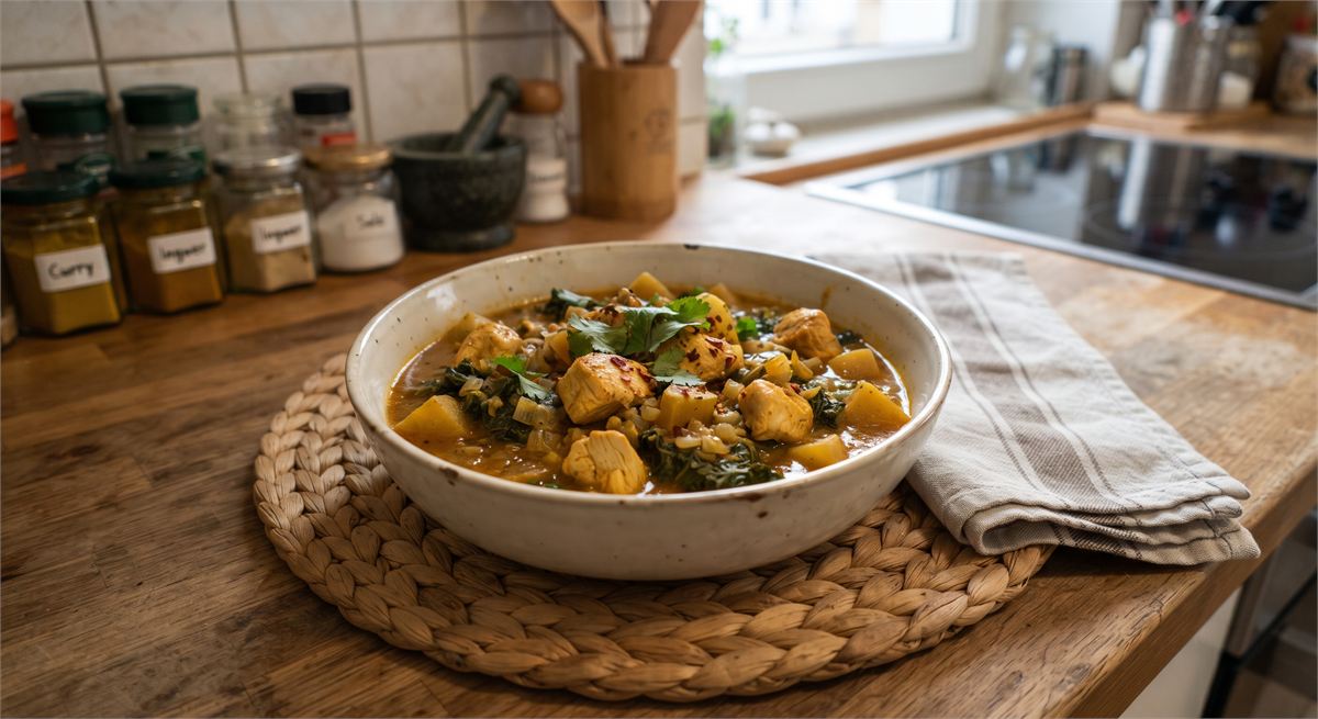 Kålrots- och grönkålscurry med kyckling