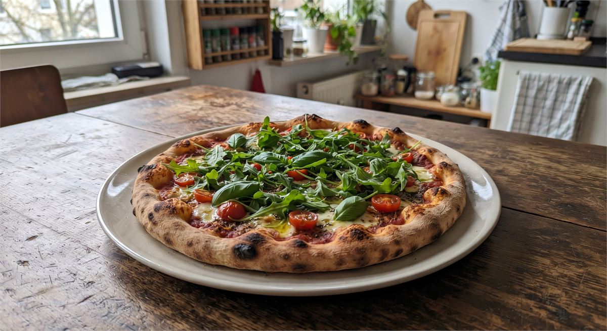 Vegan Pizza with Arugula and Tomato