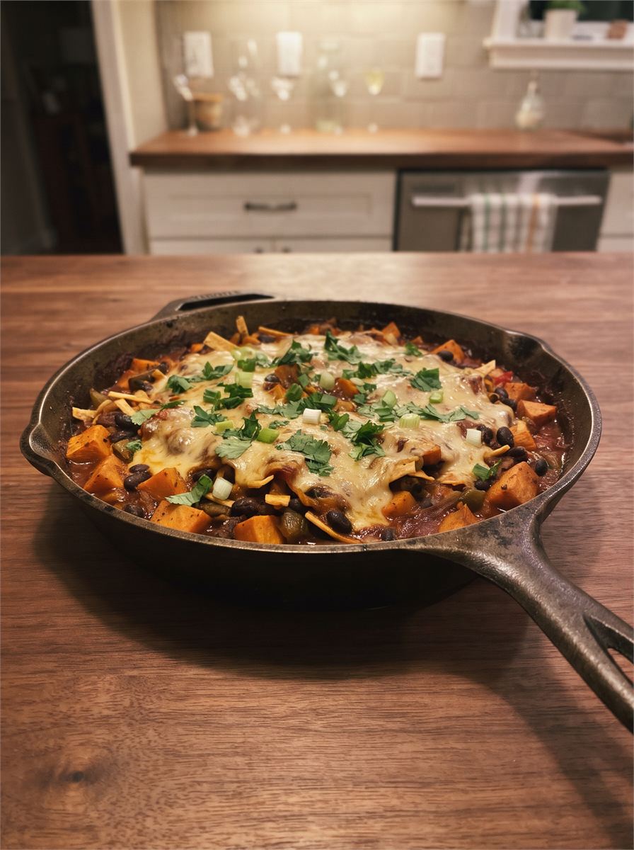 Cheesy Vegan Enchilada Skillet