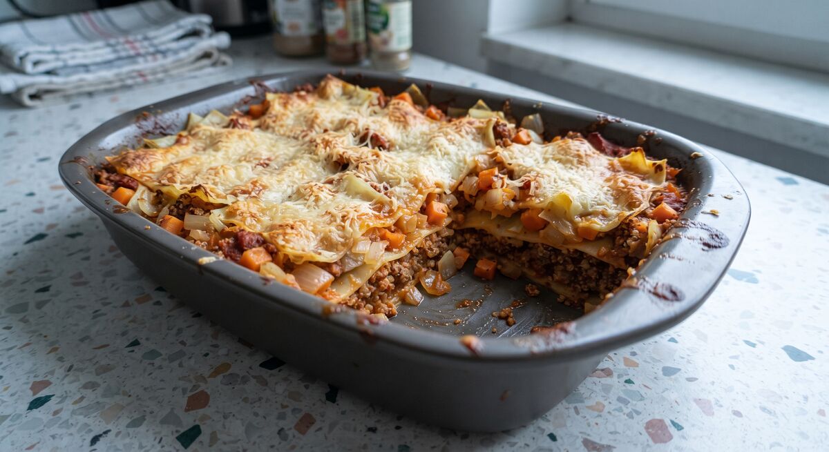 Lasanha de couve-rábano com quinoa