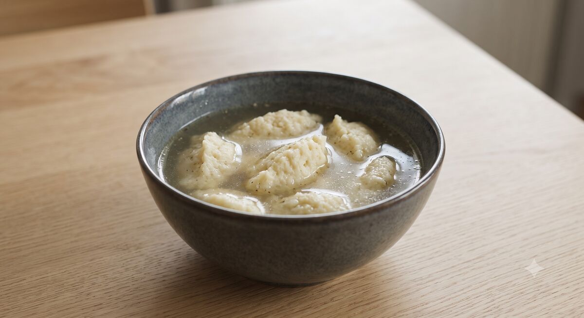 Sopa simples de nhoque de sêmola