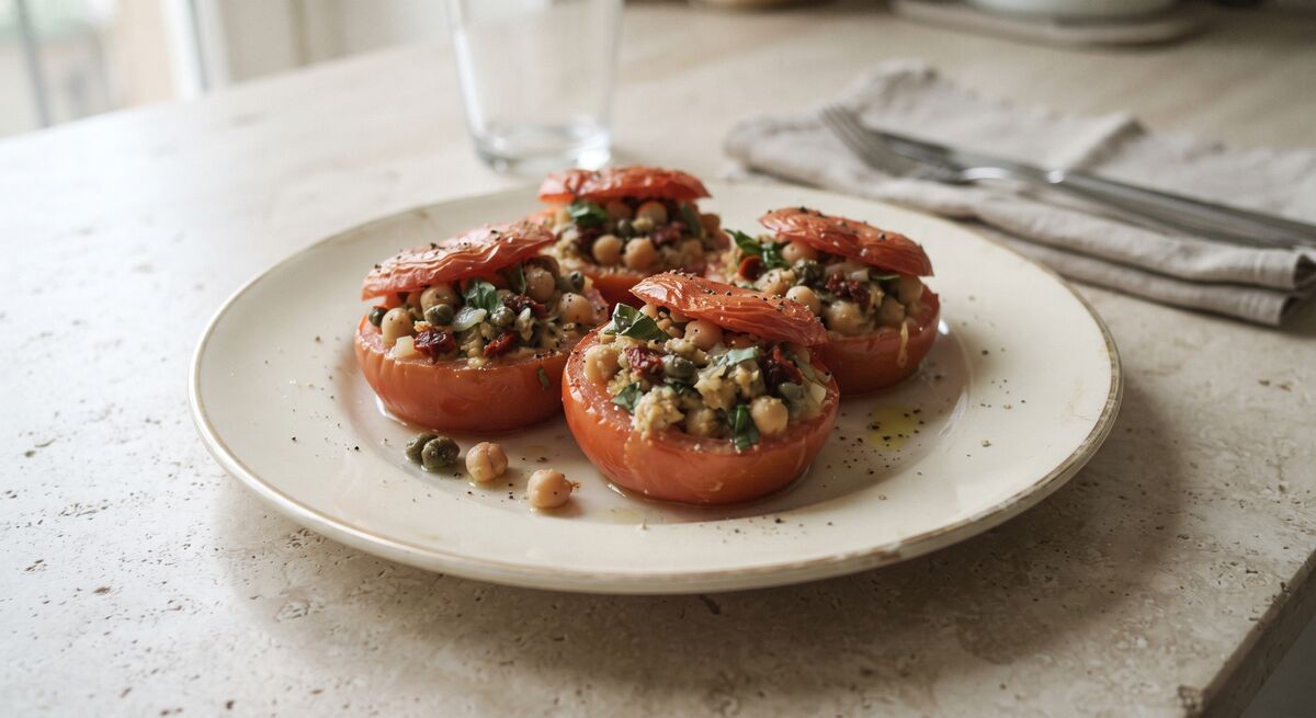 Gefüllte Tomaten mit Kichererbsen