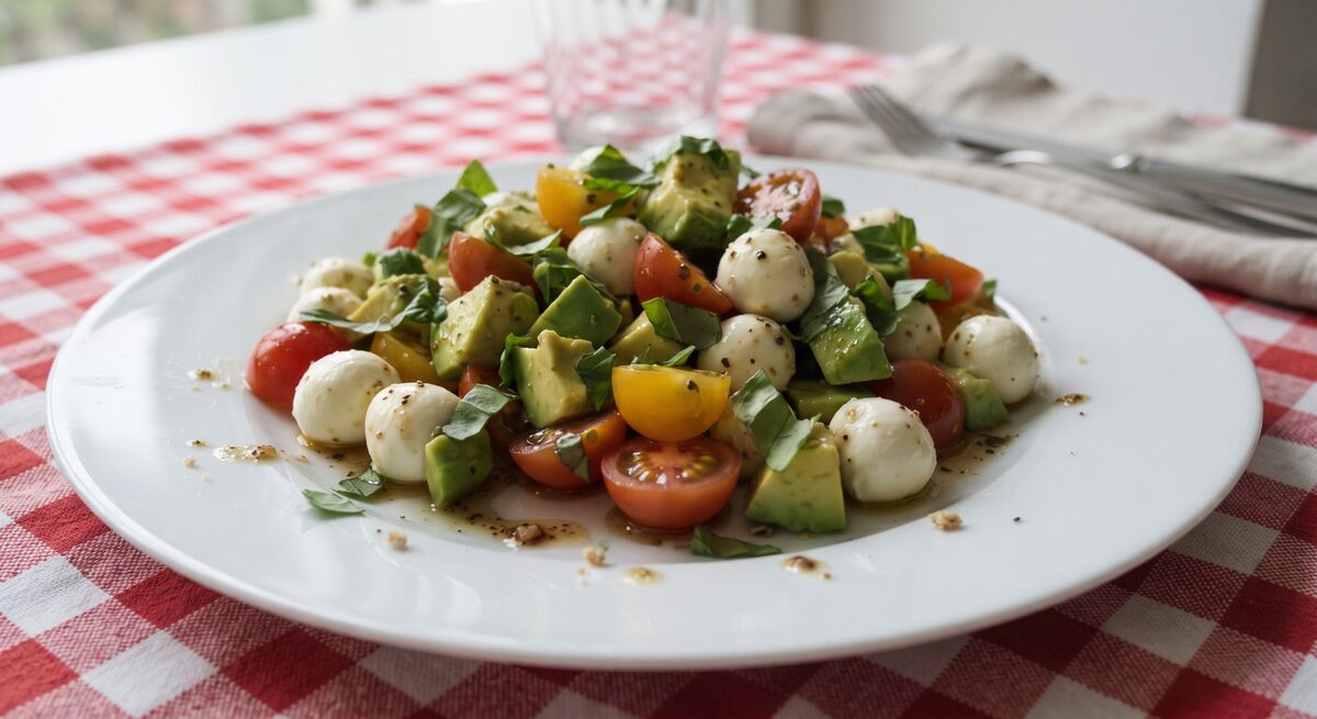 Insalata caprese con avocado