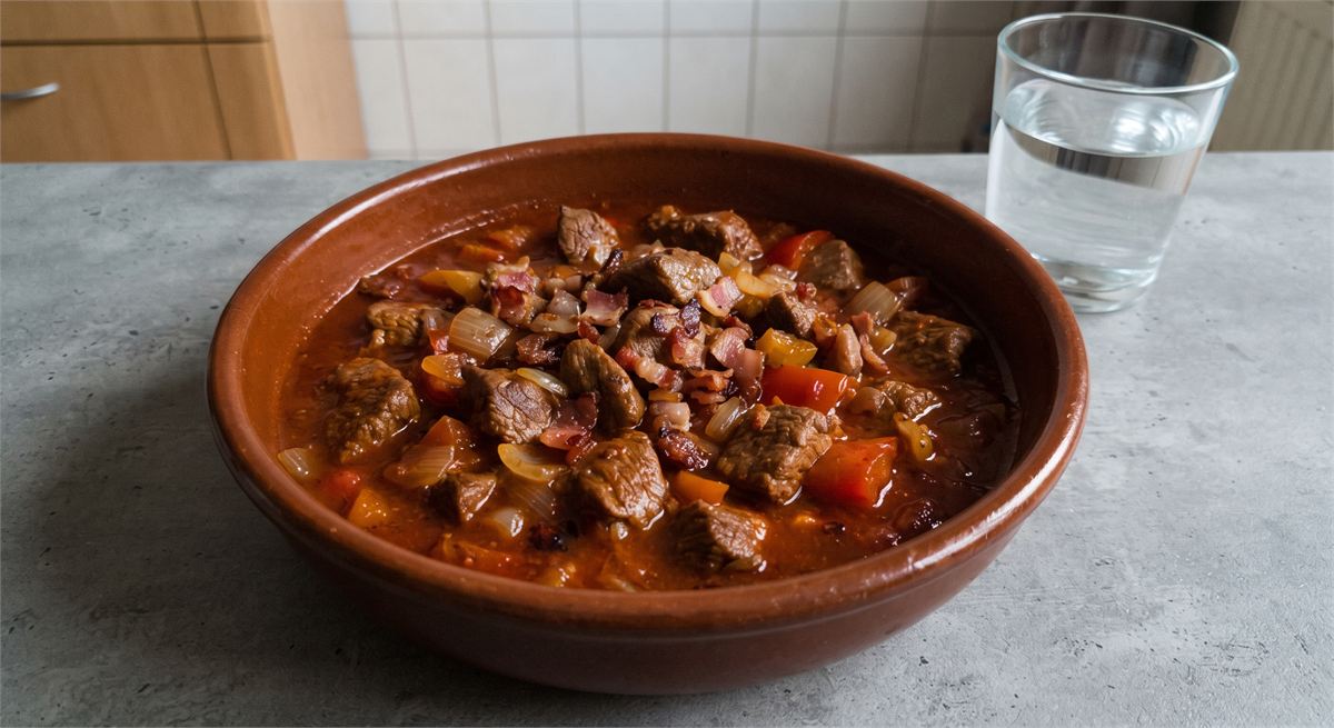 Espetinho de carne (Schaschlik) com molho caseiro