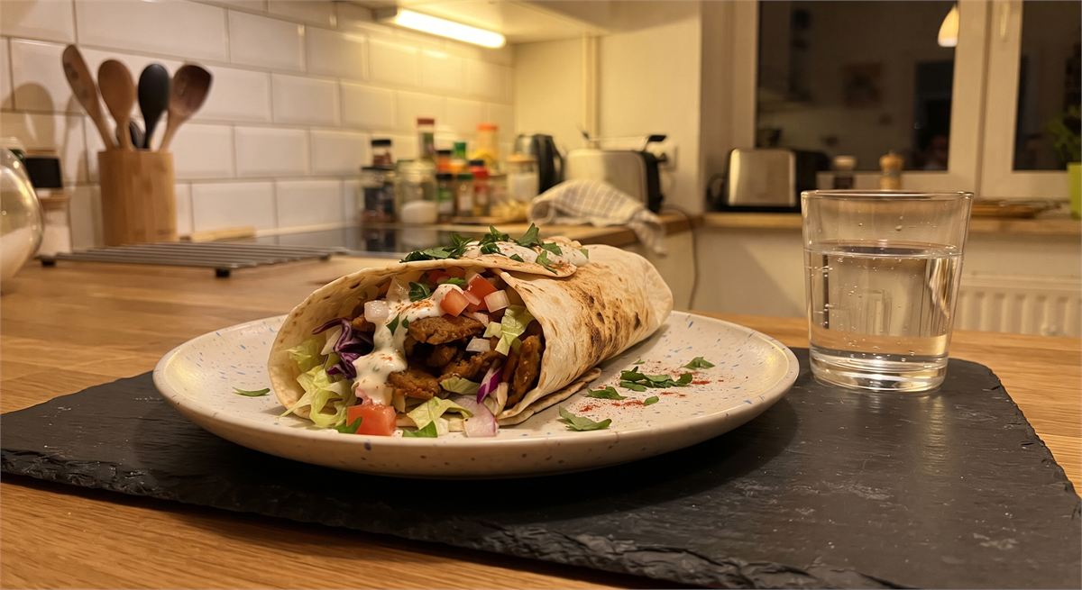 Vegan Dürüm with garlic sauce
