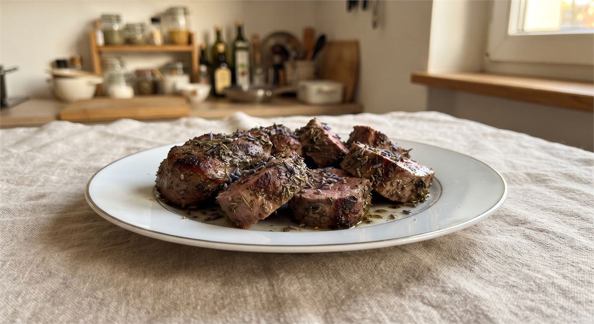 Marinated lamb loin fillet
